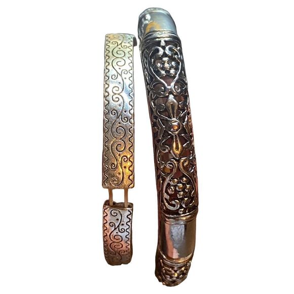 Silver geometric necklace with two stretch bracelets - Picture 4 of 8